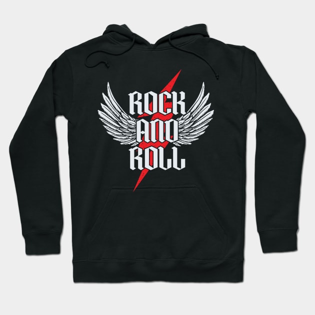 Vintage Retro Style 80s Music Thunder Wings Rock and Roll Hoodie by Msafi